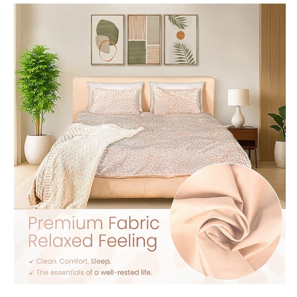 Cheetah Print Duvet Cover Set - Cream and Tan-Queen - Picture 2 of 8